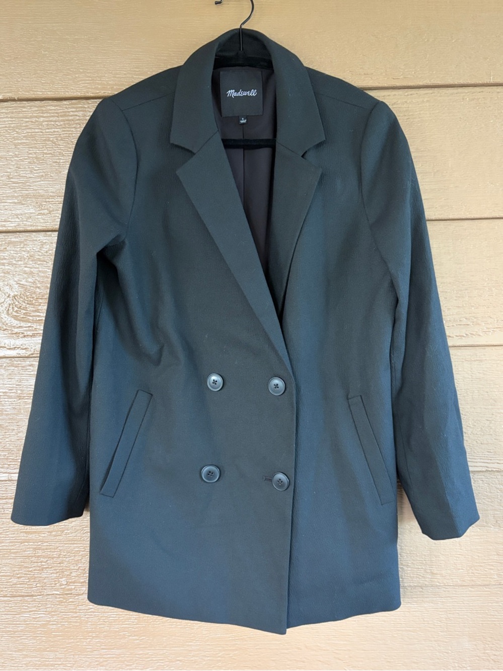 Madewell Oversized Black Double-Breasted Blazer Jacket -Sz S